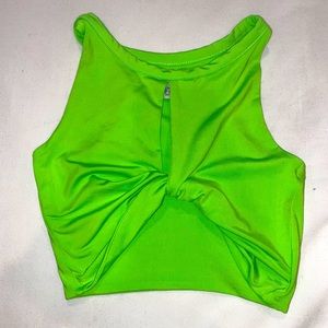 Oh Polly Neon Lime Green Cropped Tank Top / Bikini